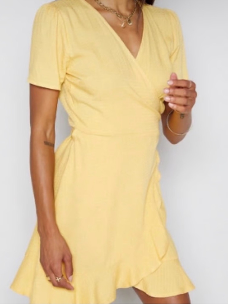 Yellow Wrap Mini Dress Size S